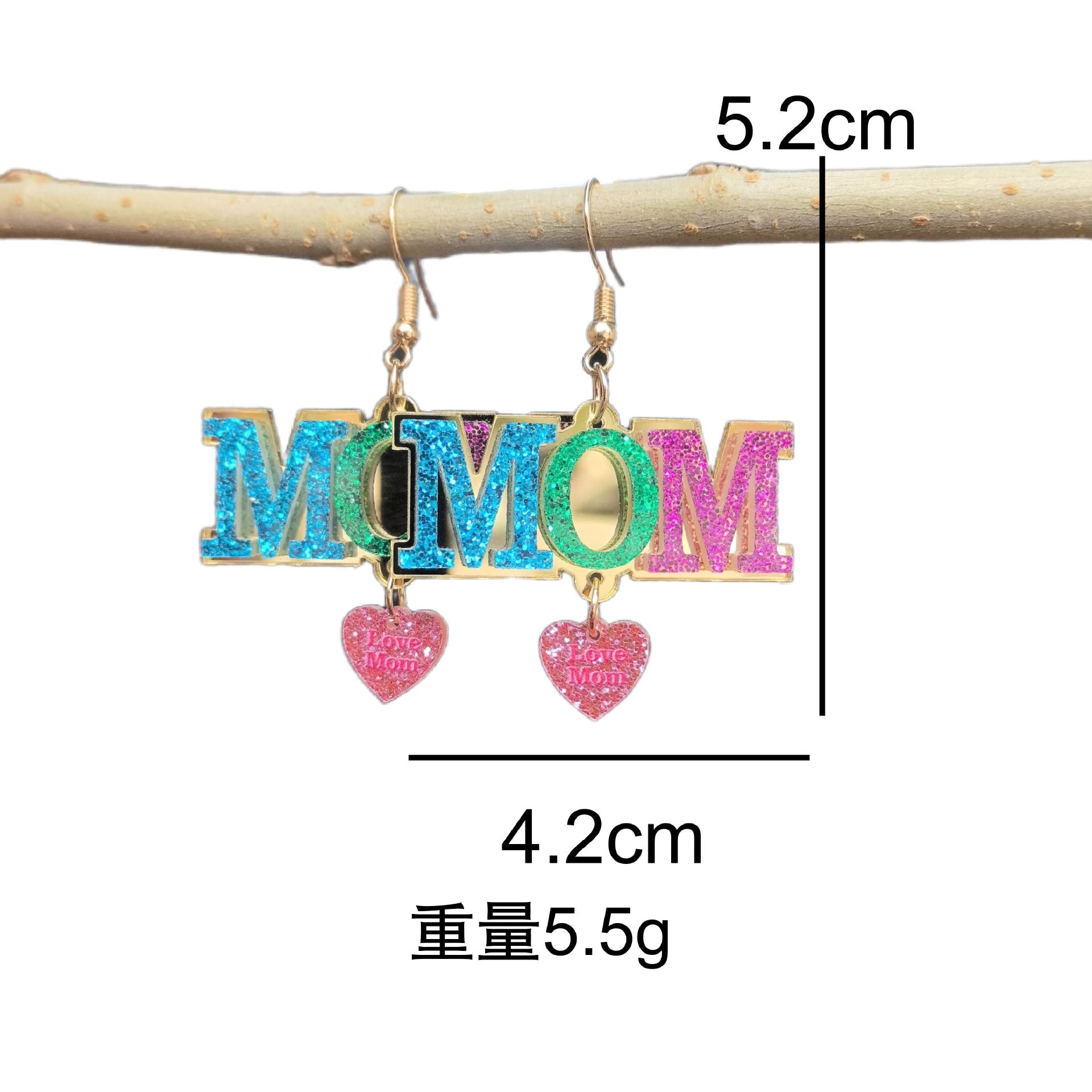Wholesale  2PCS/Pack Mothers Day Mosaic Acrylic MOM MAMA Letter Love Earrings Holiday Gift Earrings